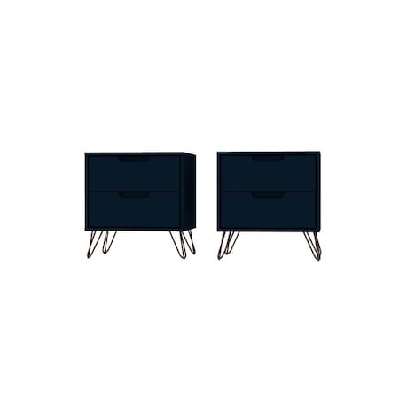 Designed To Furnish Rockefeller 2-Drawer Tatiana Midnight Blue Nightstand, 21.65 x 20.08 x 17.62 in., 2PK DE2616472